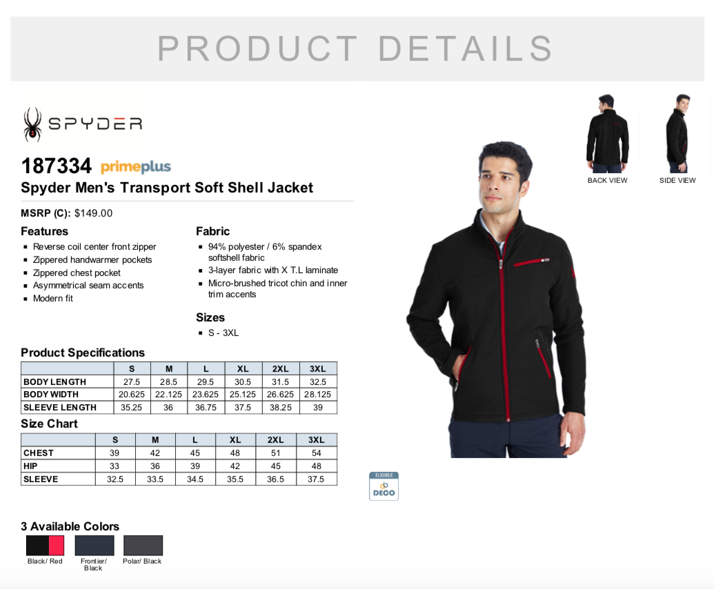 SPYDER ® Men's Transport Soft Shell Jacket - Just Direct Promotions
