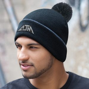 Acrylic Cuff Pom Pom Toque