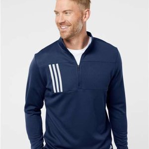 Adidas- 3- Stripes Double Knit Quarter-Zip Pullover