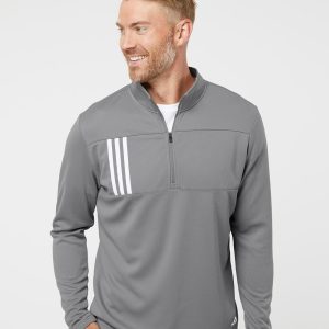 Adidas- 3- Stripes Double Knit Quarter-Zip Pullover