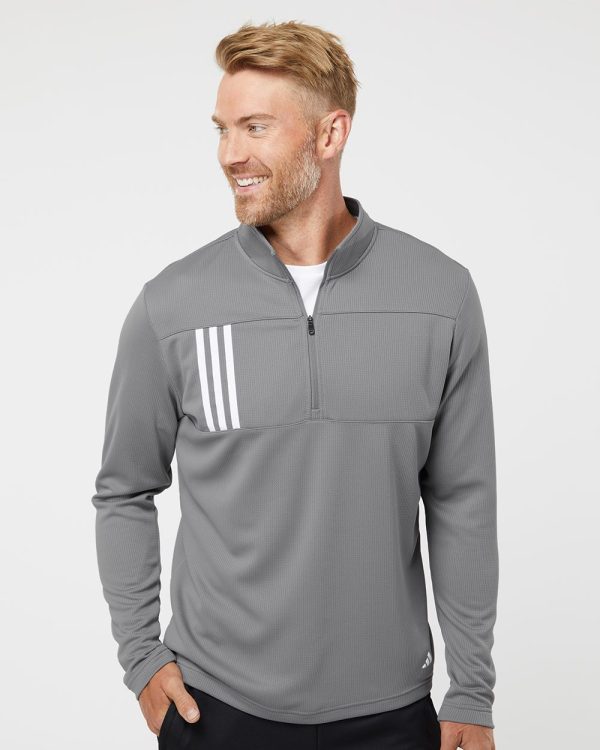 Adidas- 3- Stripes Double Knit Quarter-Zip Pullover