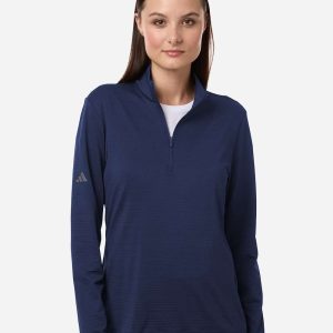 Adidas Women's Textured Stripe Quarter-Zip Pullover