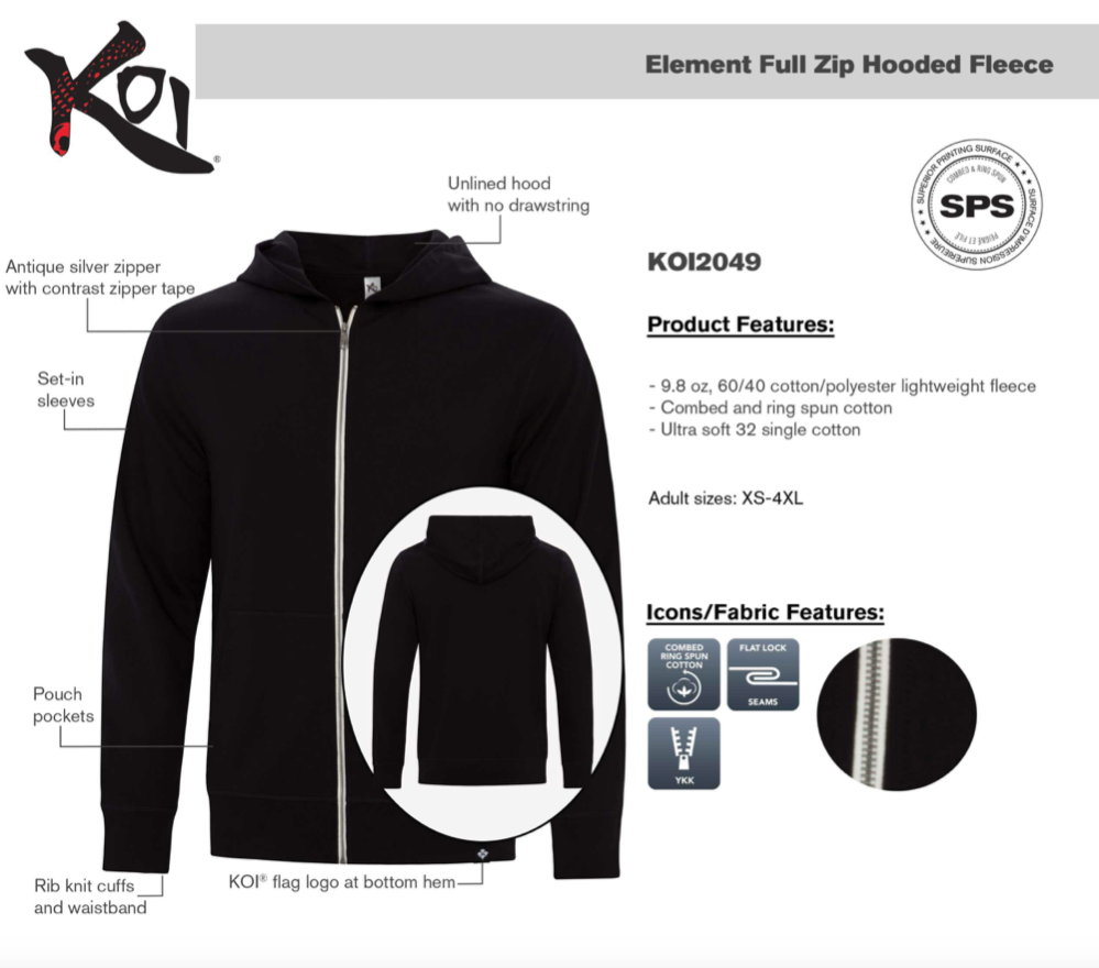 Koi KOI2049 Element Full Zip Hooded Fleece 