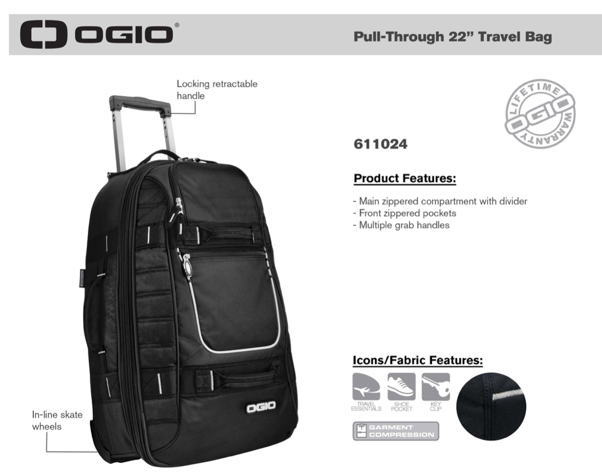 ogio pull through 22 travel bag