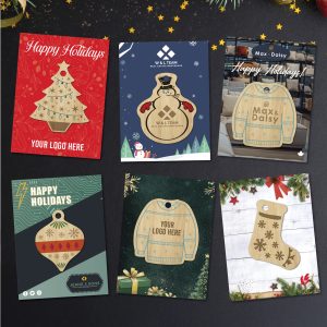 Thick Wood Holiday Ornaments w/ Backer Card